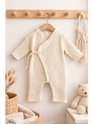 Heianmono 4 Kat Müslin Krem Renk Yeni Doğan Tulumu