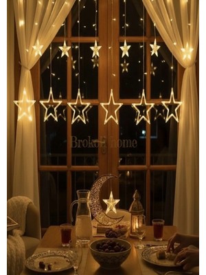 Brokoli Home 3 Metre Yıldız LED Işık 8 Fonksiyonlu Yıldız Dekoatif Işık Fişli Günışığı Ramazan Led Işık Ramazan Işık Ramazan süsü