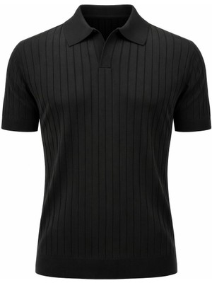 Plus Scorpion Erkek Polo Yaka Slim Fit Triko Tişört Dikey Çizgili Modern Yazlık Triko