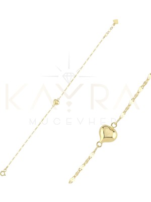 Kayra Mücevher Kalp Altın Bileklik AÇB120
