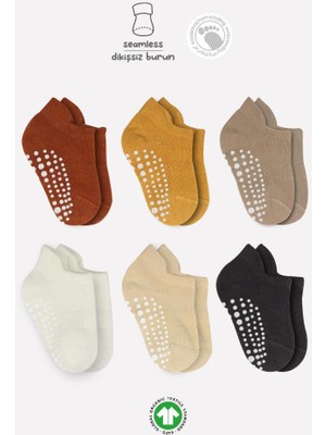 Osense   6'lı Sneakers Kaymaz Penye Çorap 20102 Toprak