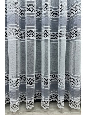 Cortibo Viyana Örme Desenli 1'e 2,5 Orta Pileli Tül Perde Gri