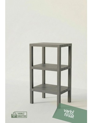 VarBiFırsat 3 Katlı Düzenleyici Plastik Raf Ünitesi, Kitaplık, Banyo, Mutfak Rafı, Ayakkabılık - Gri