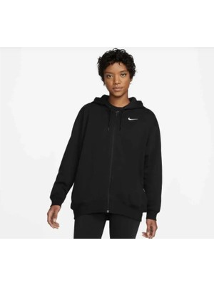 Nike Sportswear Women's Jersey Hoodie Fermuarlı Bol Kalıp Siyah Kadın Sweatshirt DM6415-010