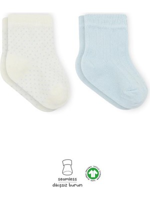 Osense   Puan Derby Penye Soket Çorap 2'li BS10103 Mavi Ekru