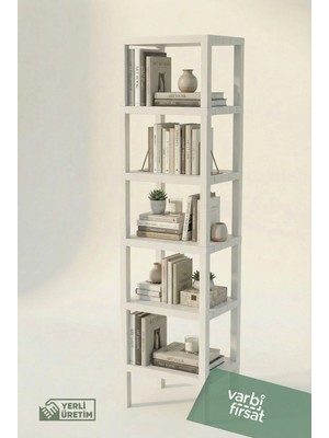VarBiFırsat 6 Katlı Düzenleyici Plastik Raf Ünitesi, Kitaplık, Banyo, Mutfak Rafı, Ayakkabılık - Beyaz
