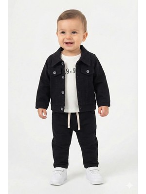 Mini Baray 3'lü Günlük Kombin Set (Ceket, Pantolon, Tişört) - 1074-LACIVERT