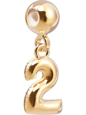 Chocli 18 Ayar Altın Kaplama Charm Rakam - 2 Iki