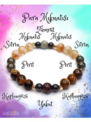 Herkimer Doğaltaş Orijinal Doğaltaş Unisex Para Mıknatısı Enerji Bilekliği