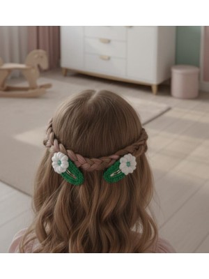 Esu Accessory El Örgüsü Papatya Bahçesi Çıtçıt Toka – Minik Prenseslere Özel Hediyelik El Yapımı Çiçekli Toka Seti