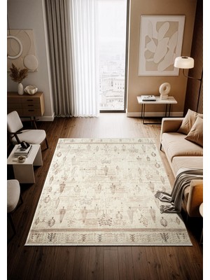 Cotto Home Moon MO111B Bej Halı Modern Desen Akrilik Pamuk Taban Salon Oturma Odası Halısı