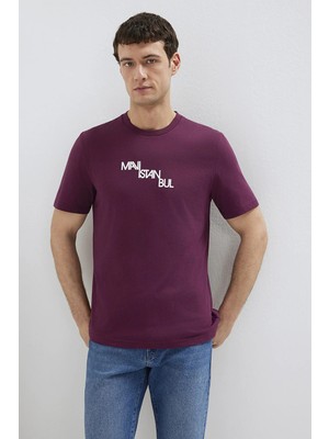 Mavi Erkek Baskılı T-Shirt M0612274 Koyu Şarap