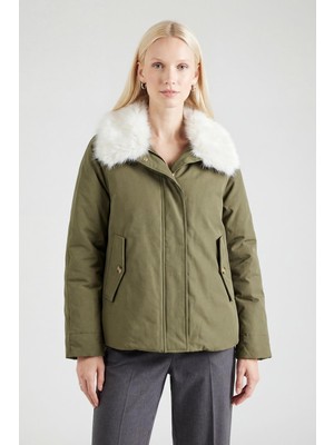 Rays Haki Kürk Yaka Gizli Fermuarlı Mont 60568