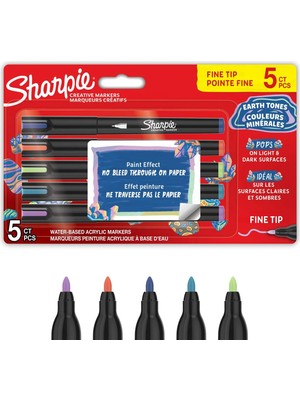 Sharpie Akrilik Markör İnce Uç Yeni Renkler 5'li Set