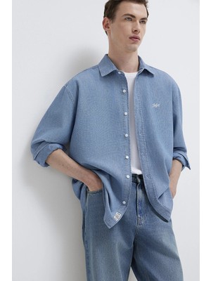 Mavi Erkek Nakışlı Uzun Kollu %100 Pamuk Gömlek M0211885 Indigo