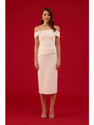 Carmen Kadın Işlemeli Krep Söz Elbisesi Nikah Elbisesi 58658 Beyaz