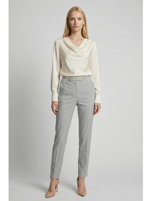 Rays Gri Bel Lastikli Kemerli Pantolon 8409A
