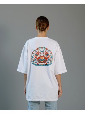 Base Art Tasarım Tişört Yengeç Burcu Oversize Unisex