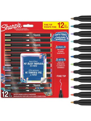 Rotring Sharpie Akrilik Markör İnce Uç Yeni Renkler 12'li Set