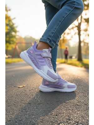 Enoch Çizgi Detaylı Çocuk Spor Ayakkabı Cırtlı