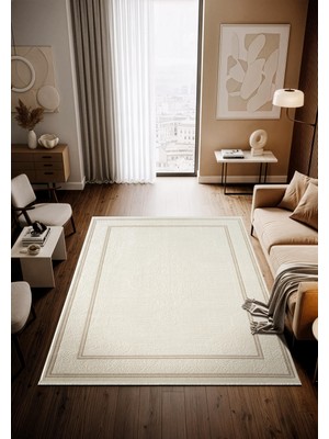 Cotto Home Moon MO112W Krem Halı Klasik Desen Akrilik Pamuk Taban Salon Oturma Odası Halısı