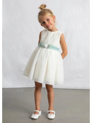 Mayoral Kız Çocuk Işlemeli Tül Elbise Krem