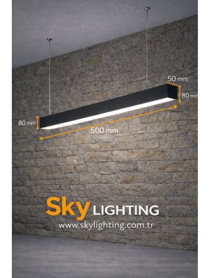 Sky Lighting 3000K / Lineer 50CM ( Siyah Kasa / Günışığı ) Sarkıt LED Avize /salon/mutfak/lineer Avize