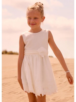 Mayoral Kız Çocuk Sırt Modelli Elbise Krem