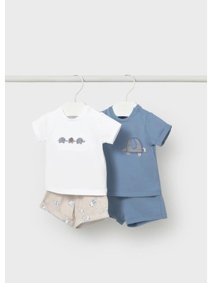 Mayoral Yenidoğan Erkek Bebek Penye Şort Takım 2li Mavi