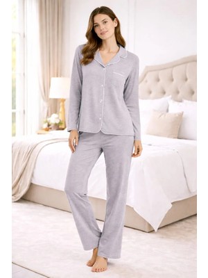 Nena Uzun Kol Önden Düğmeli Kadın Pijama Takım 14988