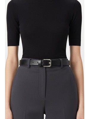 Rays 451 Gümüş Tokalı Kemer Siyah