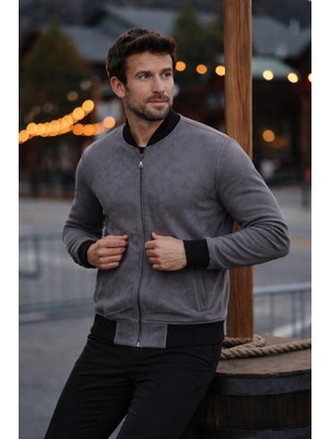 Comstar Erkek Comfort Fit Basic Füme Süet Nubuk Ceket