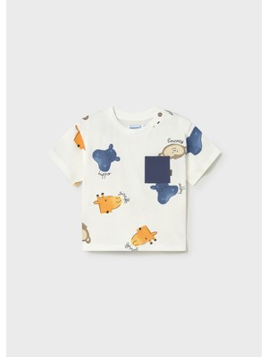 Mayoral Erkek Bebek Baskılı Tshirt Krem