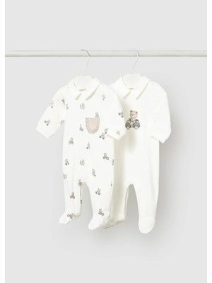 Mayoral Yenidoğan Erkek Bebek Pente Tulum Set Krem
