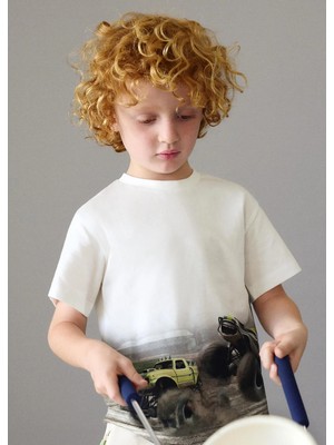 Mayoral Erkek Çocuk Baskılı Tshirt Krem