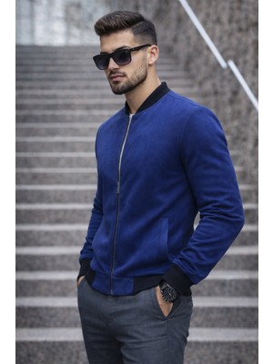 Comstar Erkek Basic Dar Kalıp Lacivert Nubuk Ceket