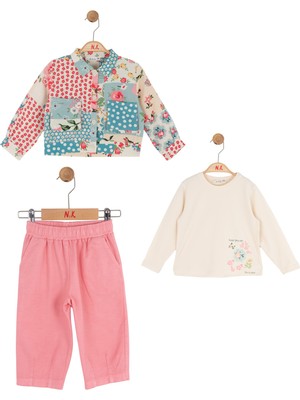 Ugly Duck Nk 1-4 Yaş Arası Desenli Üçlü Takım - Krem-Pembe