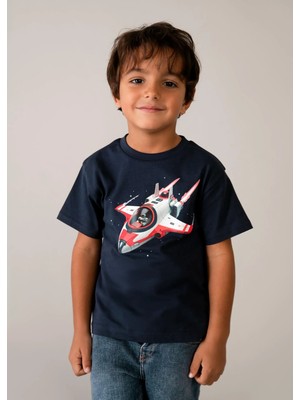 Mayoral Erkek Çocuk Uzay Mekiği Baskılı Tshirt Lacivert