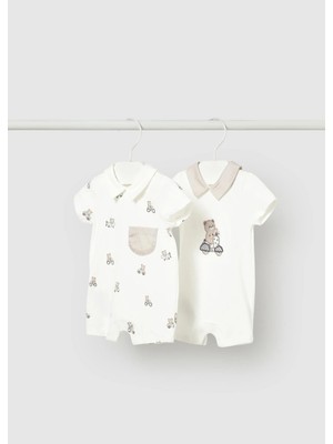 Mayoral Yenidoğan Erkek Bebek Kısa Tulum Set Krem