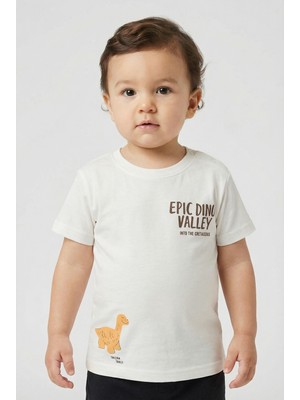 Mackays Erkek Bebek Dinazorlu Tshirt Krem