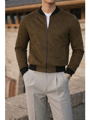 Comstar Erkek Smart Casual Haki Nubuk Ceket