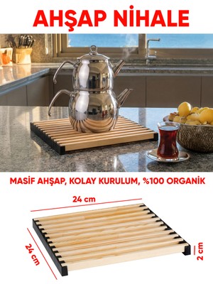 Nwood Nihale 24X24  cm Tencere,çaydanlık Altı Masif Ahşap Esnemez Kırılmaz