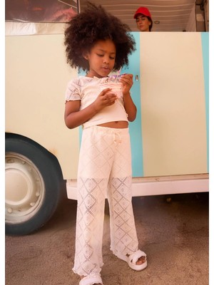 Mayoral Kız Çocuk Güpürlü Pantolon Bej