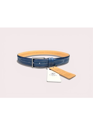 İstanbul Belt Hakiki Deri Erkek Kemer - 3.5 cm - Çift Şerit Kabartma Desenli Klasik Model