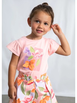Mayoral Kız Çocuk Baskılı Tshirt Pembe