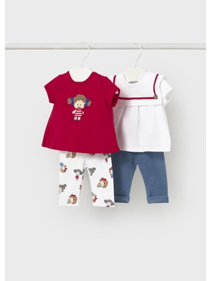 Mayoral Yenidoğan Kız Bebek Tayt Takım 4lü Kırmızı