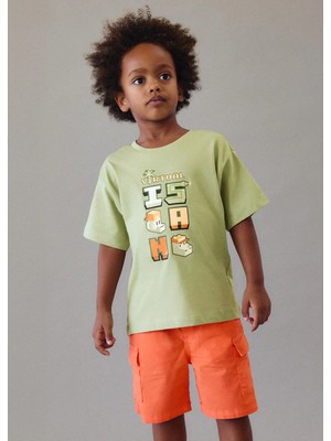 Mayoral Erkek Çocuk Kargo Cepli Poplin Şort Turuncu