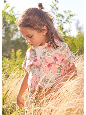 Mayoral Kız Çocuk Önden Bağlamalı Çiçekli Bluz Turuncu