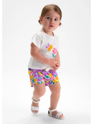 Mayoral Kız Bebek Penye Şort Takım 2 Tshirtlü Lila