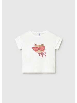 Mayoral Kız Bebek Baskılı Tshirt Beyaz